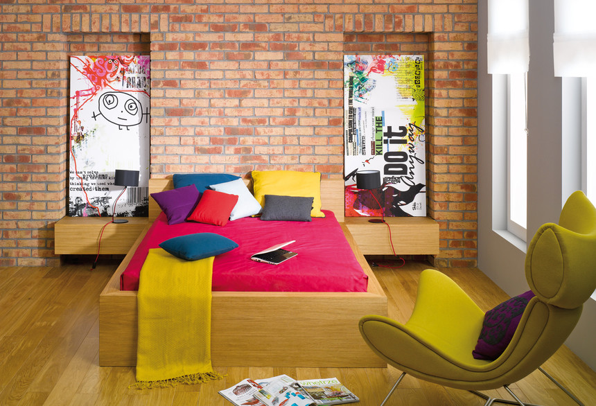 Ložnice z pásku Moorbrand žlutého pískovaného stínovaného